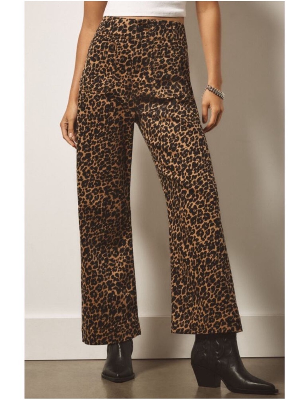 Anthropologie Maeve Colette Crop High-Rise Wide-Leg Jeans in Leopard Print - 27 - Picture 4 of 9